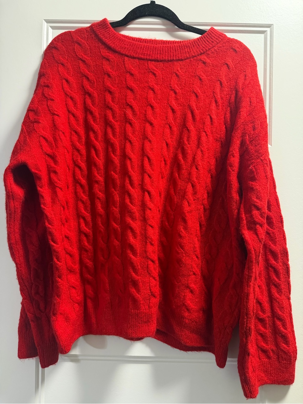 H&M Red Cable Knit Crewneck Sweater